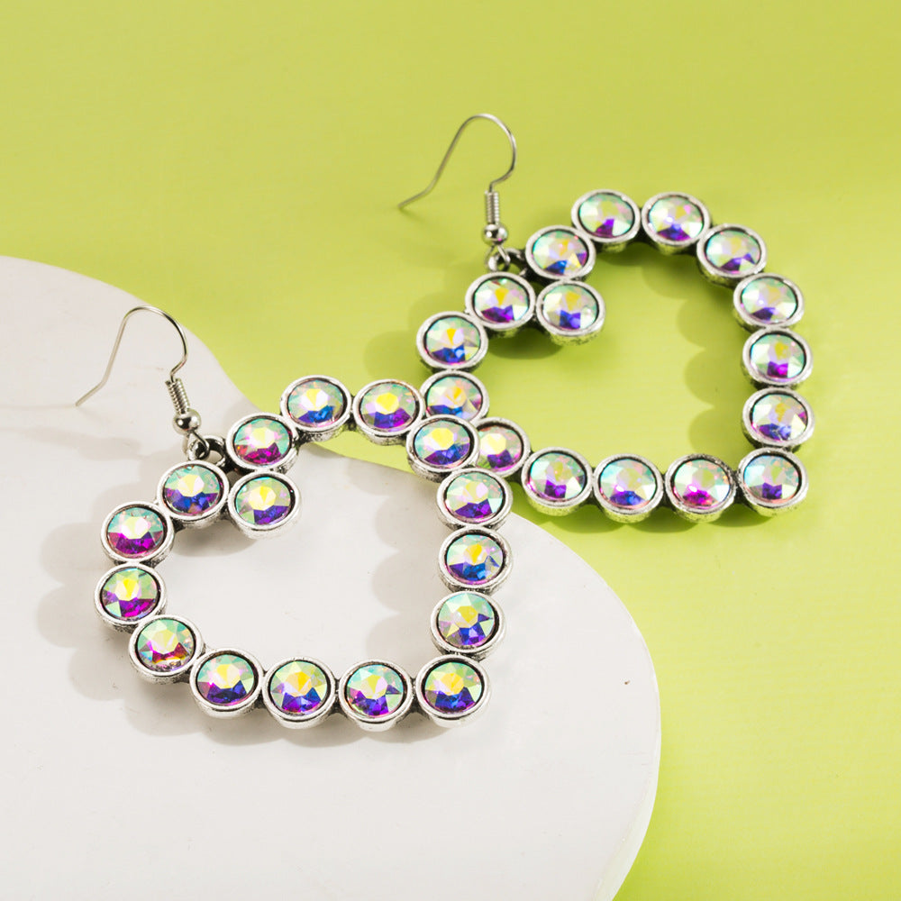 Wholesale New Creative and Fashionable Heart Heart Diamond Cut-out Earrings